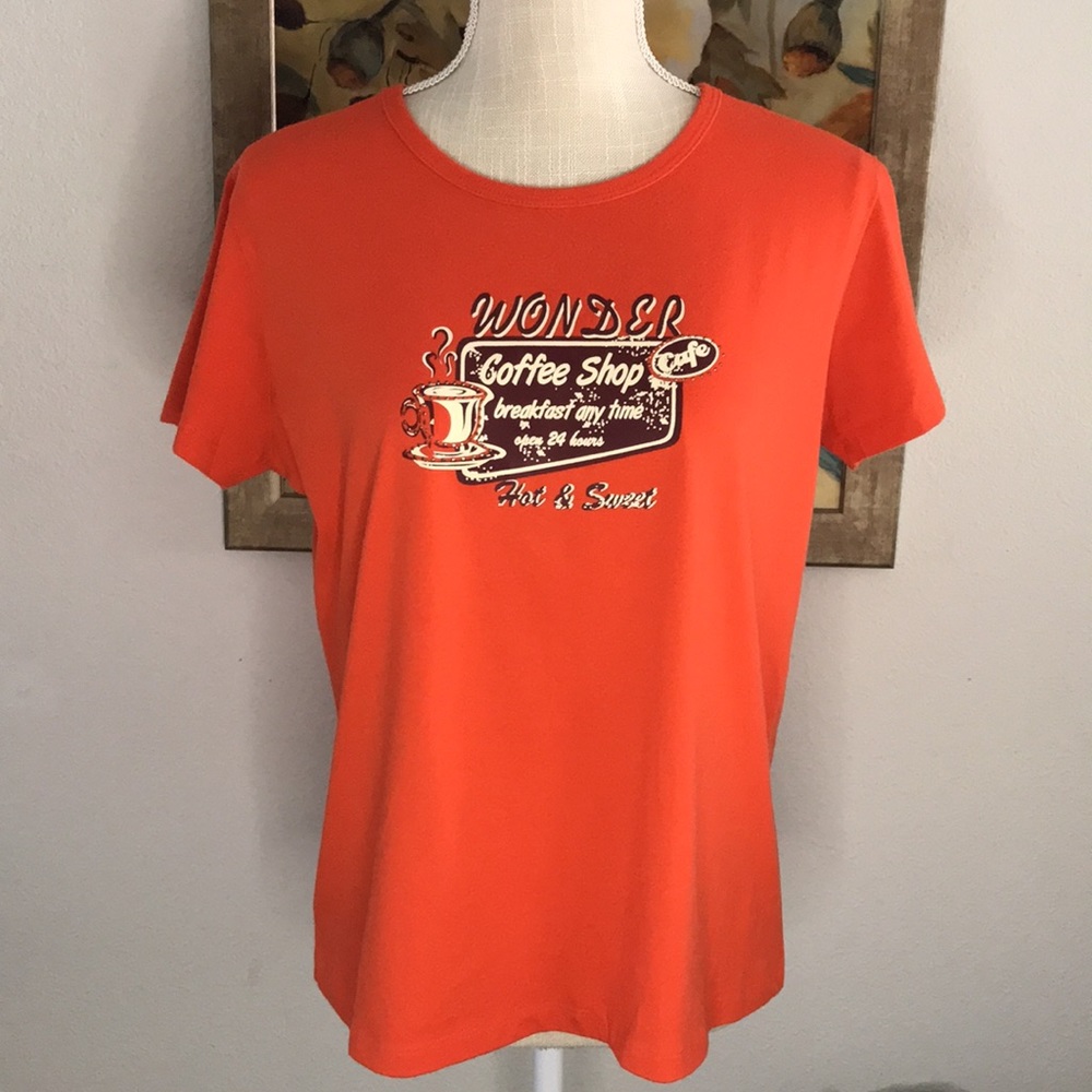 Retro Orange Coffee Shop Tee Large